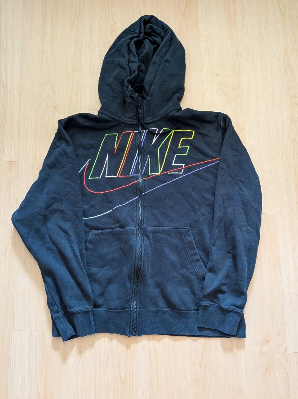 Nike Club+ BB MCF Full-Zip Hoodie Black Multicolor Logo Men's Large